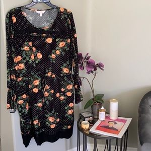 Black Peach floral long sleeve dress